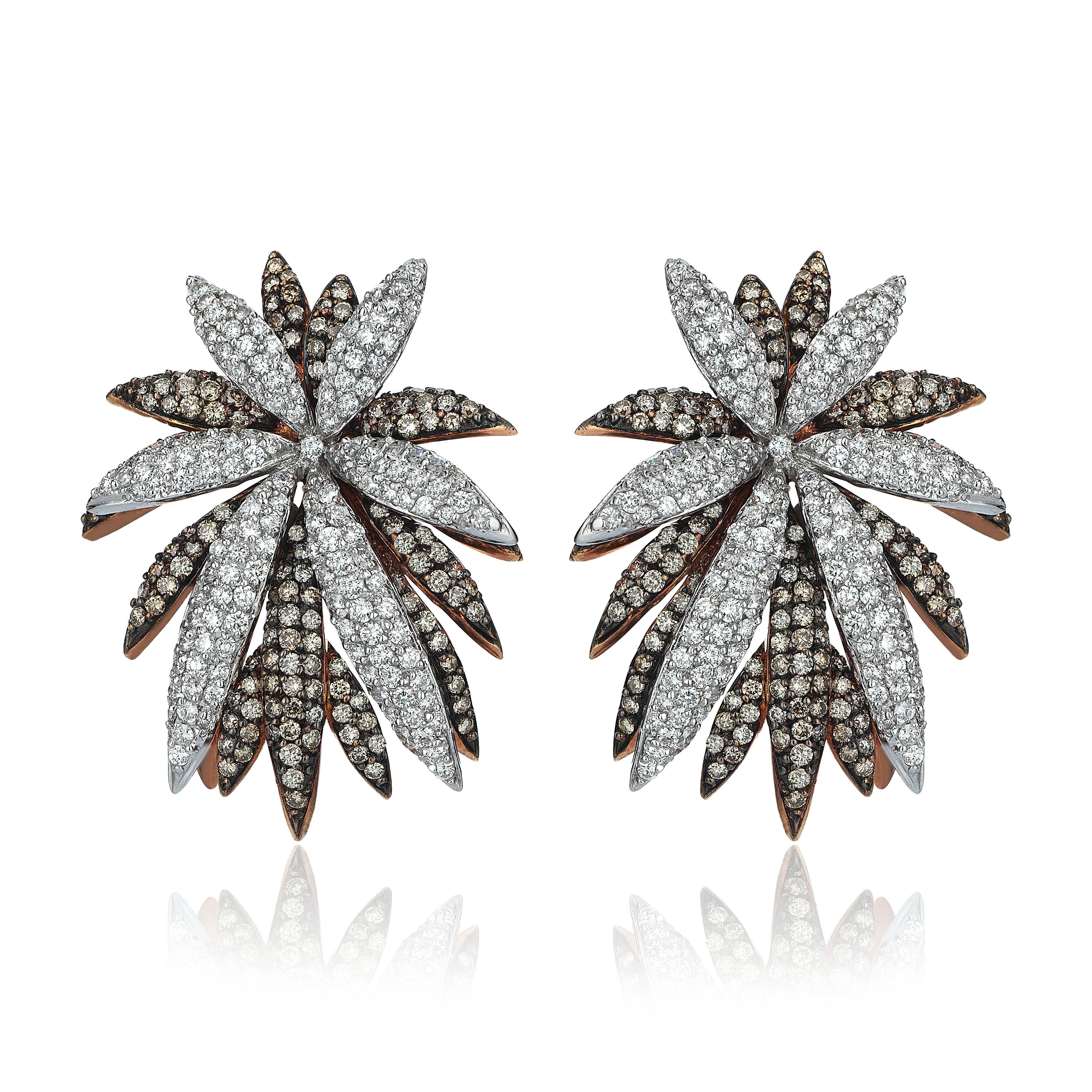 Palm Earrings with Pave Diamonds