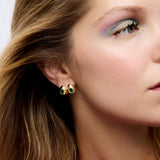 Mini Gem Hoops with Emerald