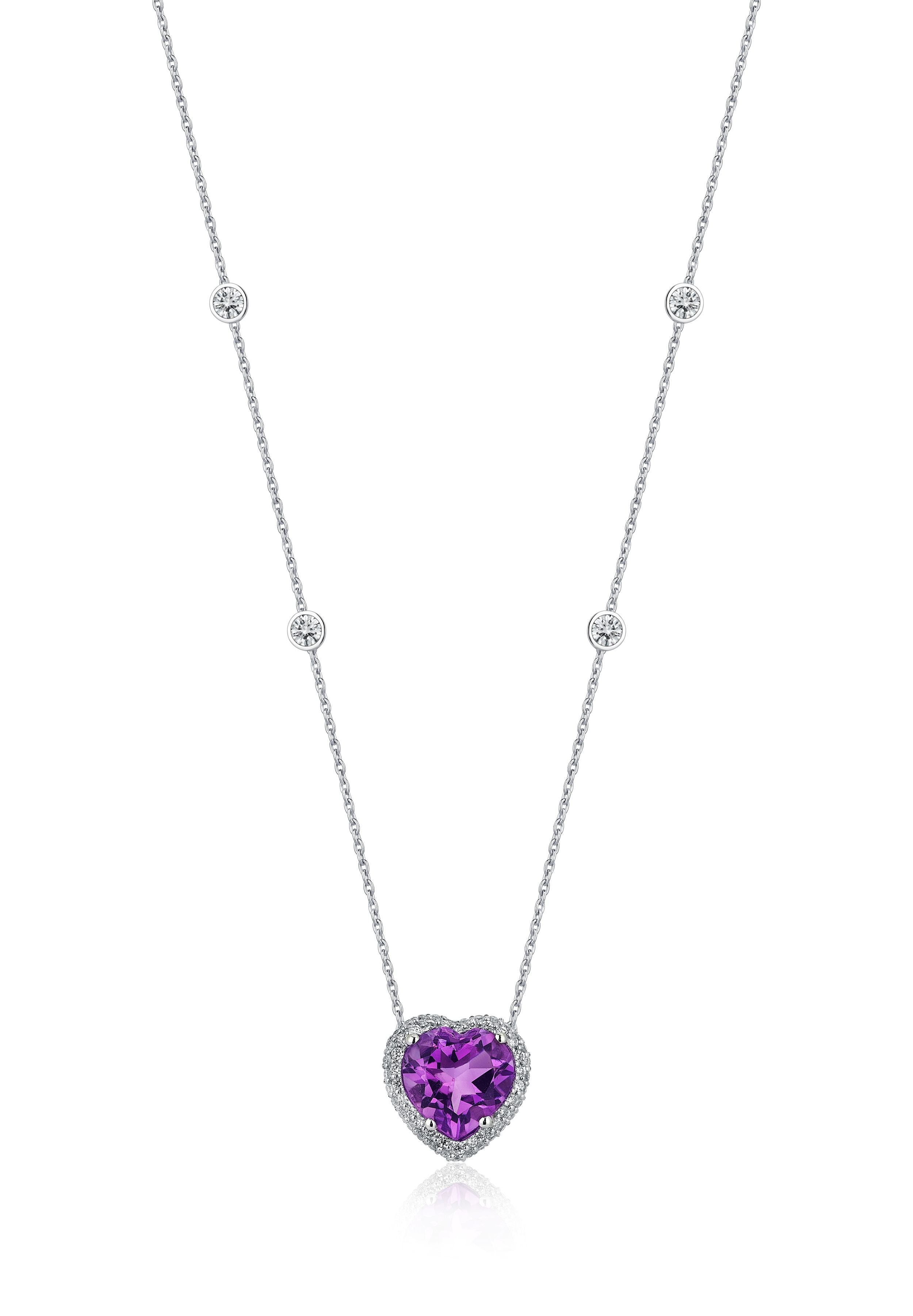 Heart Drop Necklace - Amethyst