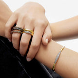 Wave Cuff with White & Champagne Diamonds