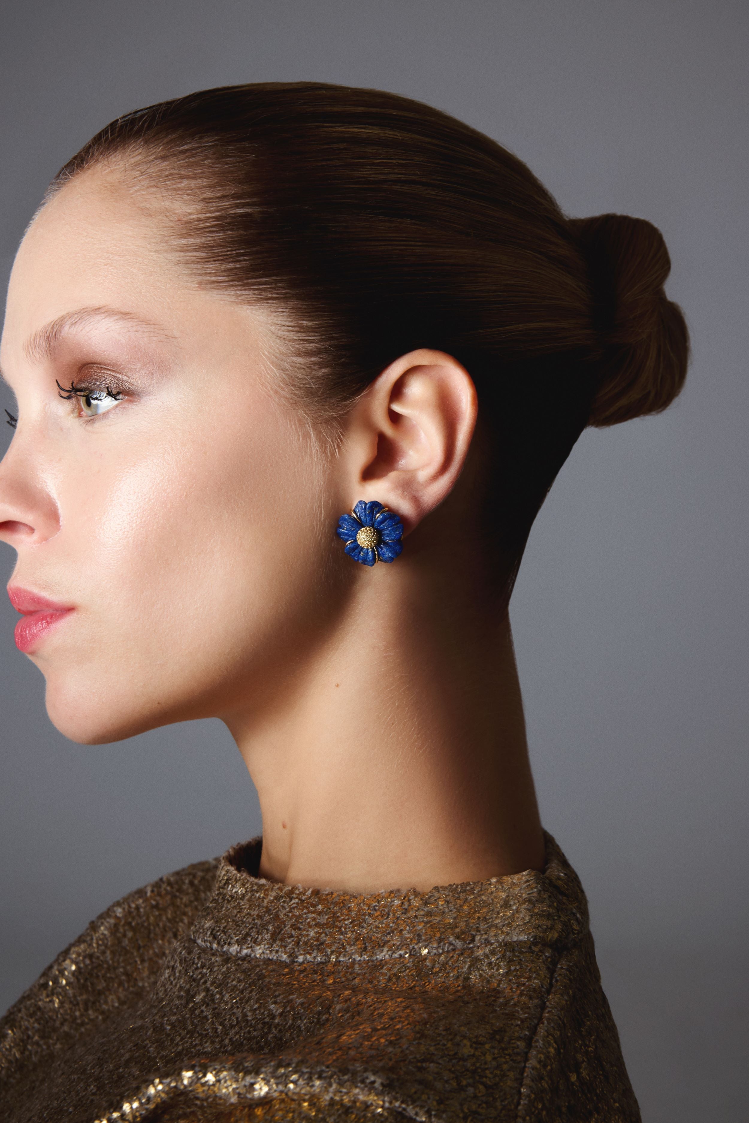 Wild Earring - Lapis & Yellow Sapphire