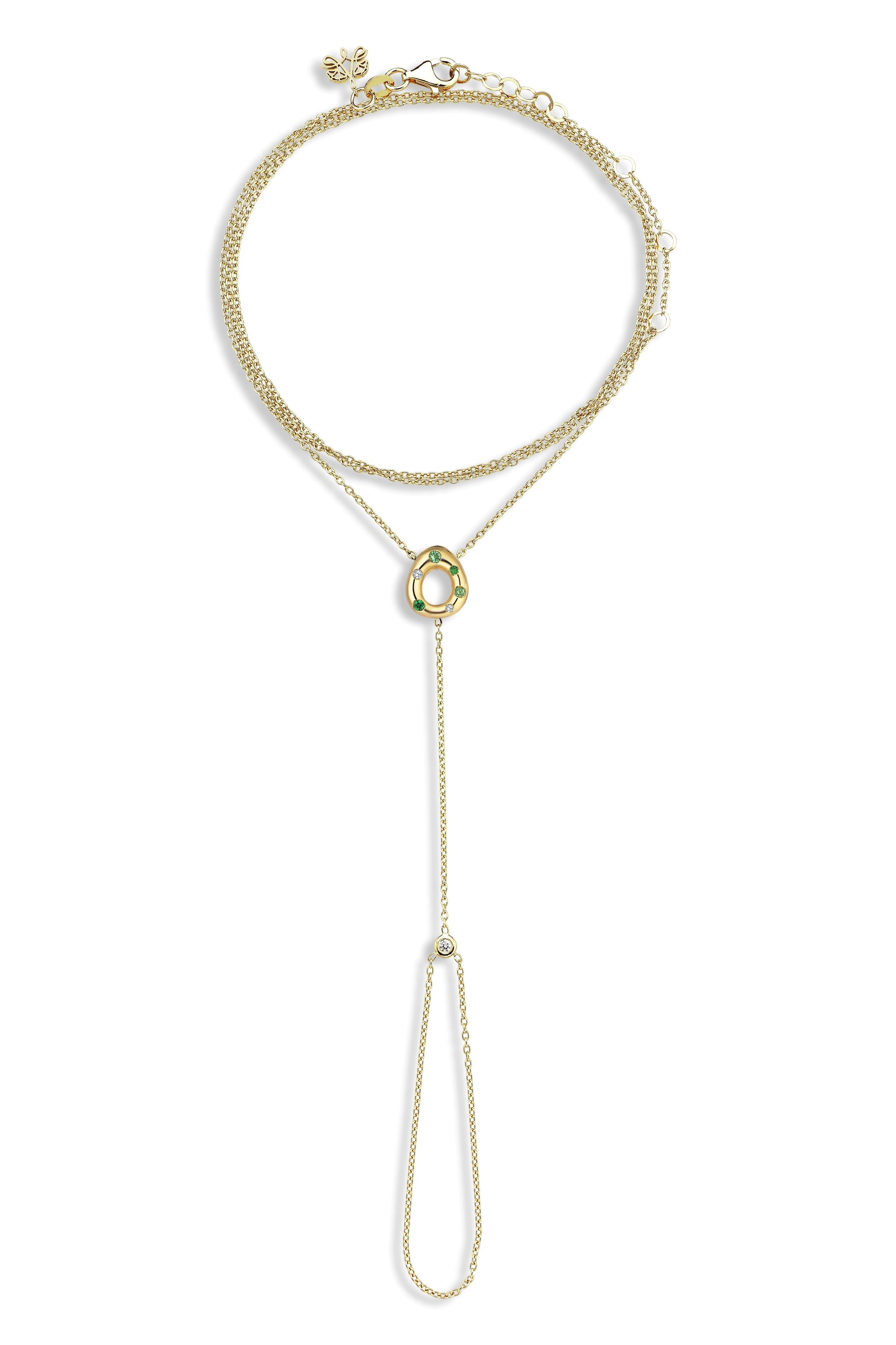 Mini Pebble Handchain with Savorite Drops