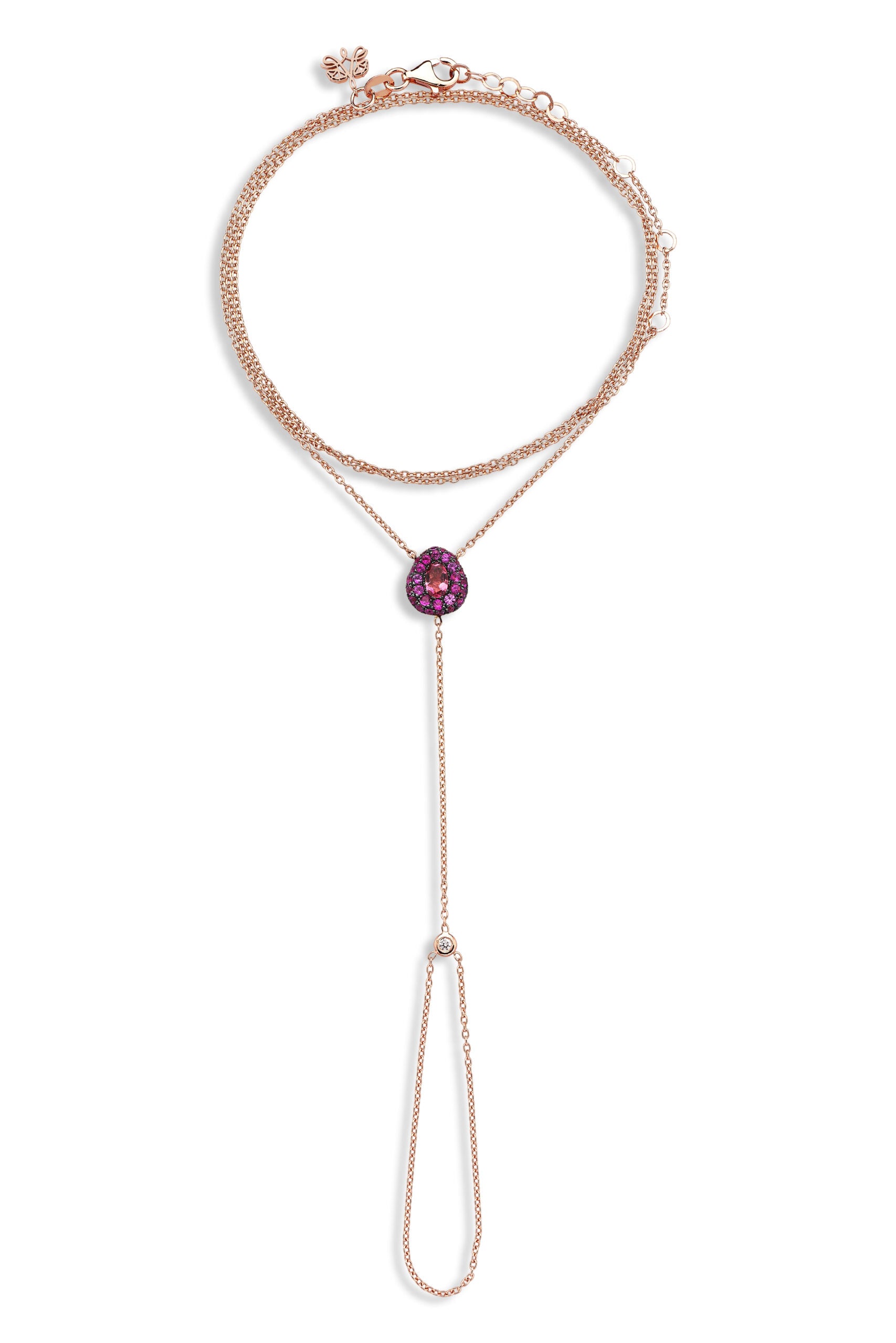 All Over Gem Handchain with Pink Sapphire