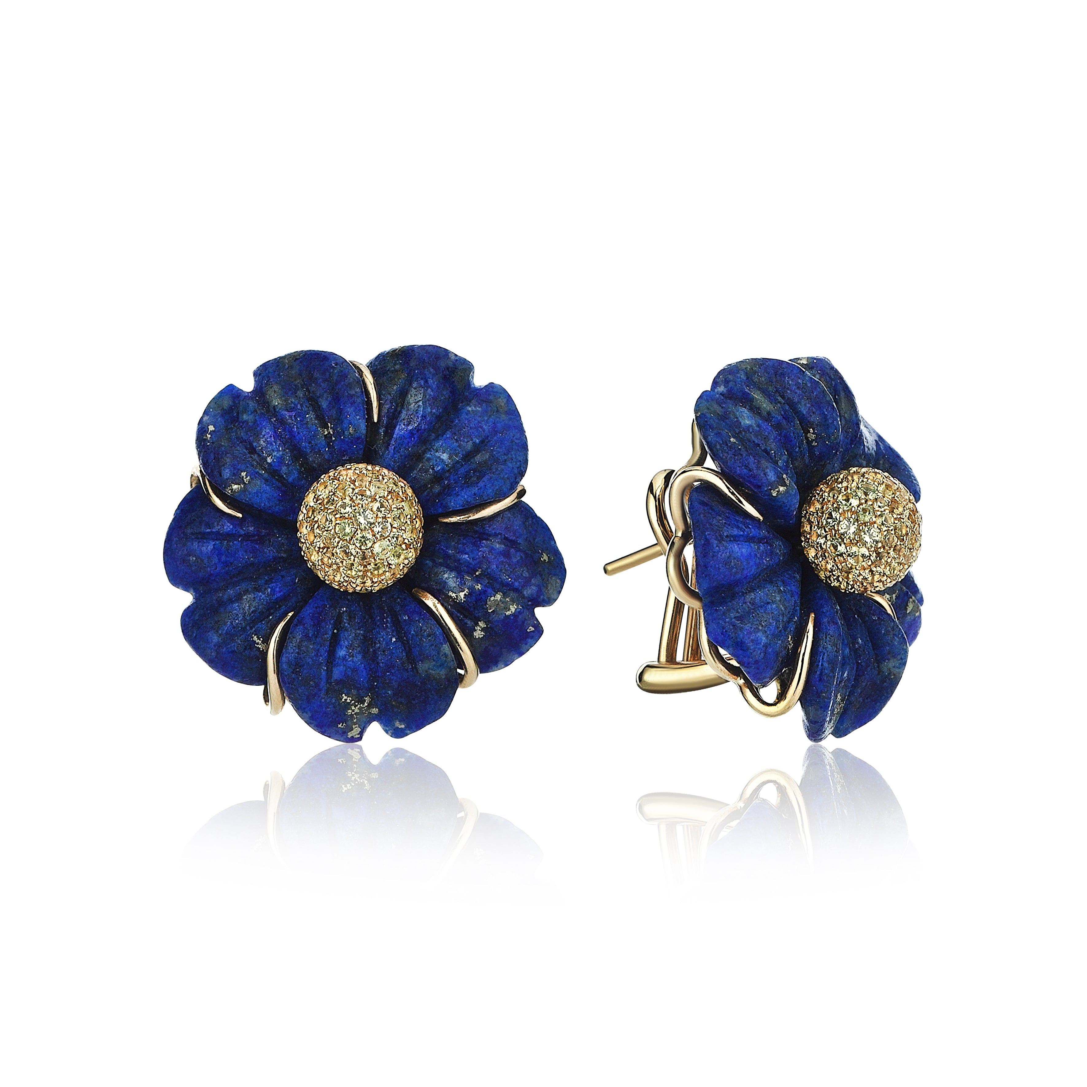 Wild Earring - Lapis & Yellow Sapphire
