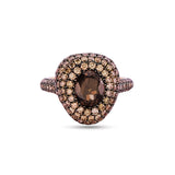 Pebble Yüzük - Dumanlı Kuvars ve Şampanya Pırlantaları