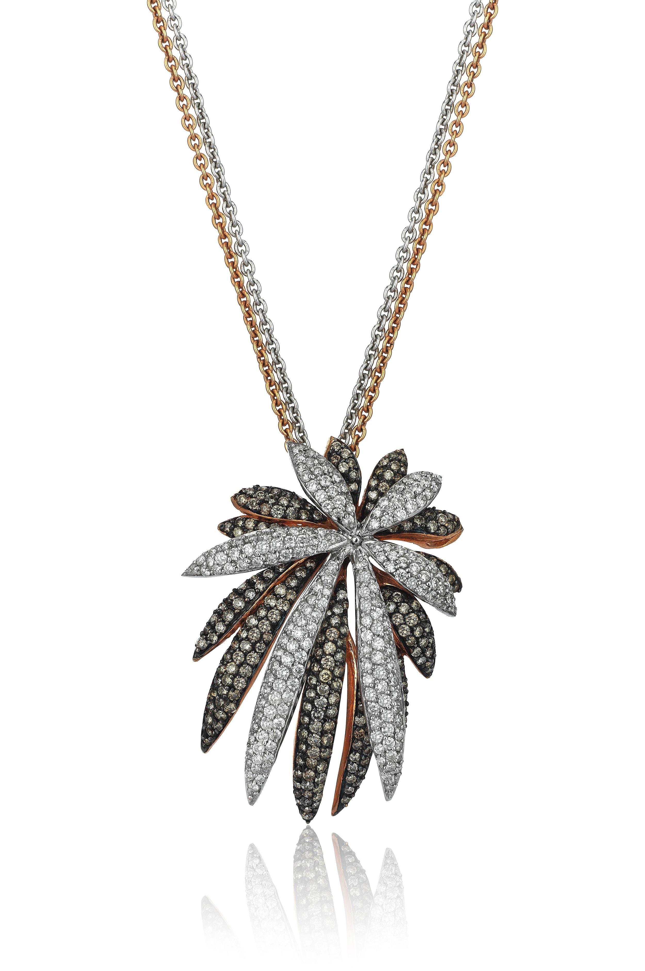 Palm Necklace with Pave Diamonds