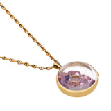 Round Medallion Necklace with Diamond Letter with Pink Crystals