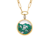 Round Medallion Necklace with Green Crystals