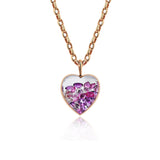 Heart Medallion Necklace with Purple Crystals