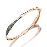 Siyah & Şampanya Pırlantalı Dalga Bileklik