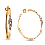 Wave Earring with White & Champagne Diamonds