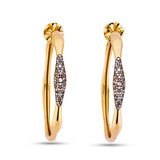 Wave Earring with White & Champagne Diamonds