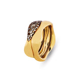 Beyaz & Şampanya Pırlantalı Dalga Yüzük