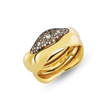 Beyaz & Şampanya Pırlantalı Dalga Yüzük