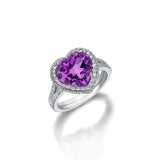 Heart Drop Ring - Ametyhst