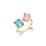 Twin Ring - Pink Morganite& Aquamarine