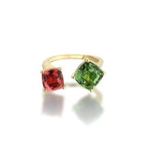Twin Ring - Pink&Green Tourmaline