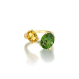 Green Tourmaline&Yellow Beryl Twin Ring