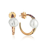 Pearl Earring - Pink Sapphire&Diamond