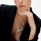 Round Medallion Necklace with Orange Crystals