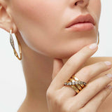 Siyah & Şampanya Pırlantalı Dalga Küpe