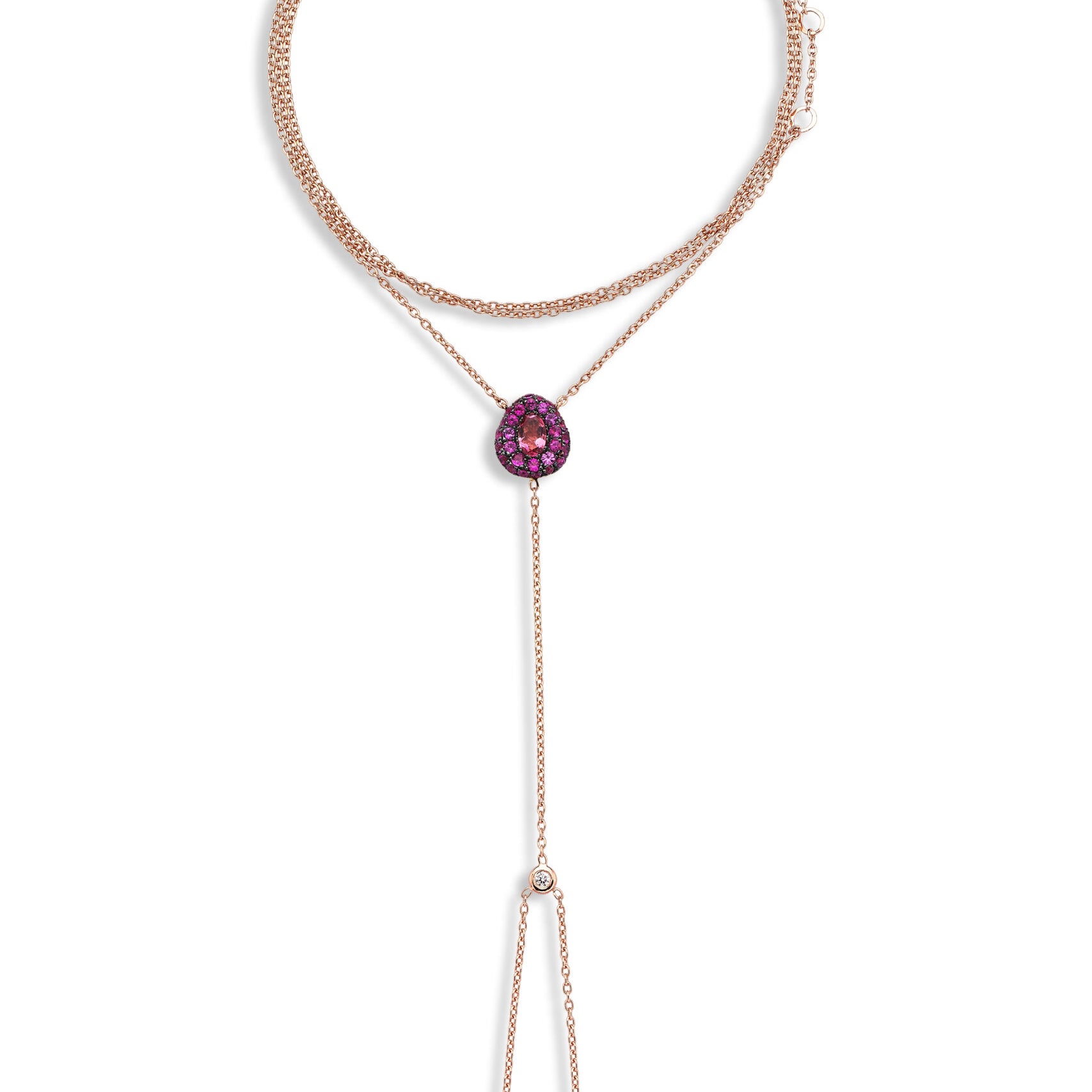All Over Gem Handchain with Pink Sapphire
