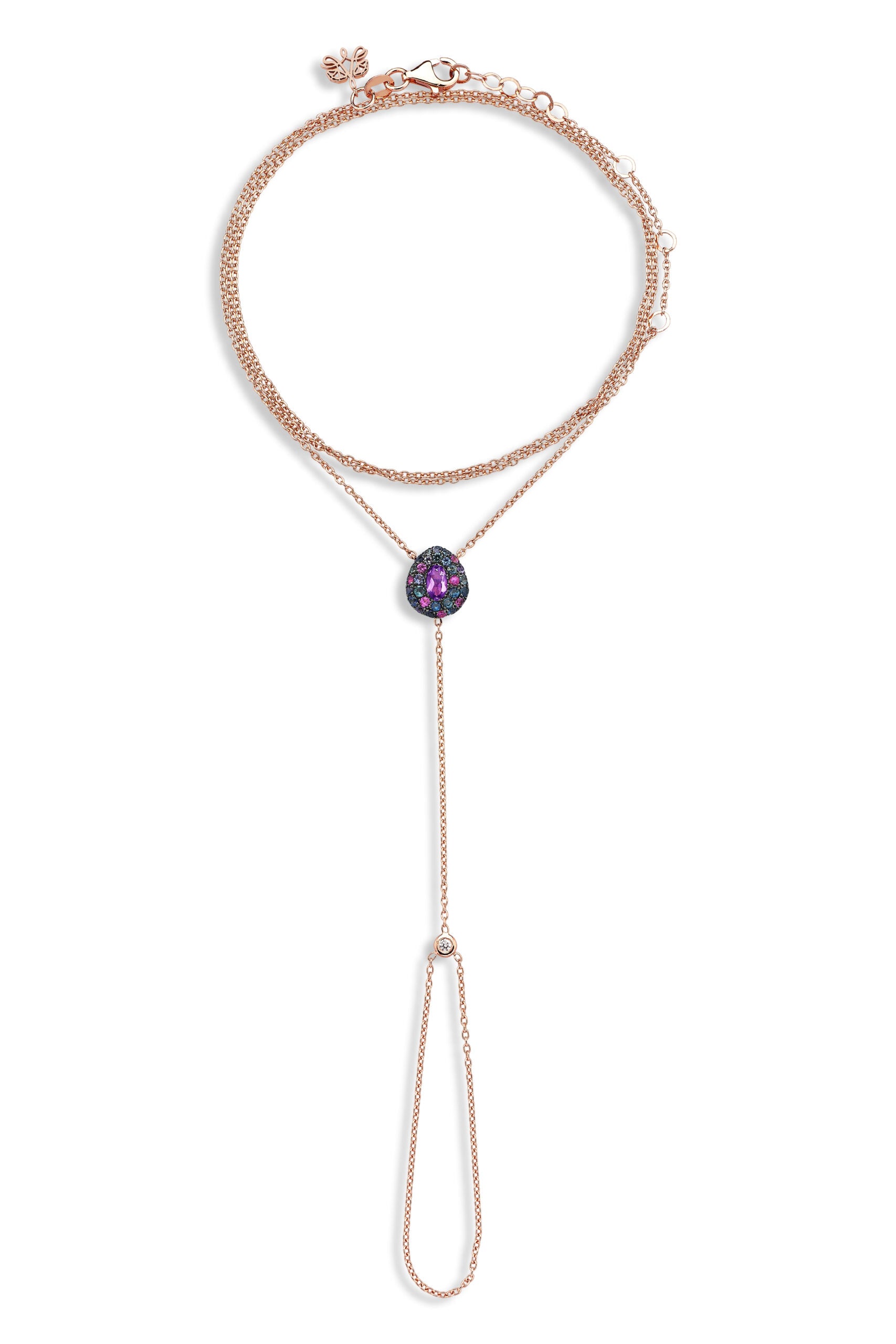 All Over Gem Handchain with Amethyst