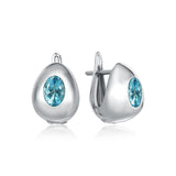 Mini Gem Hoops with Aquamarine