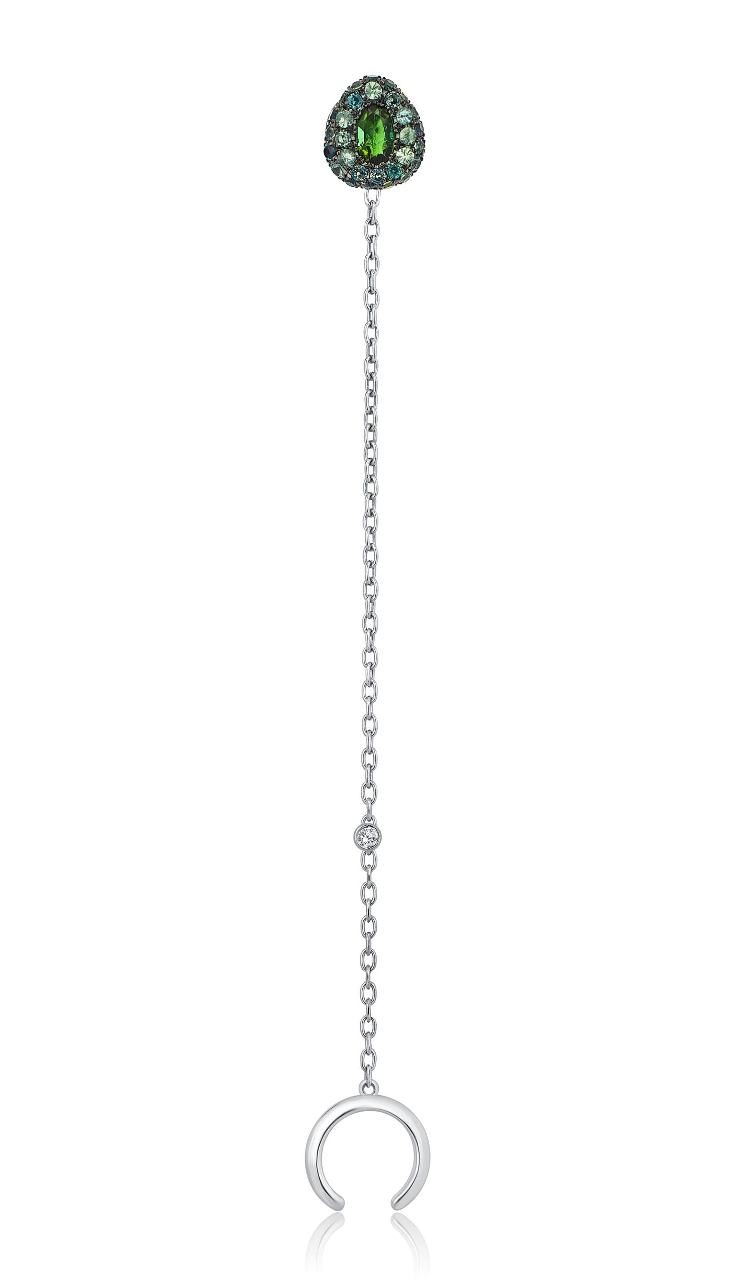All Over Gem Earcuff with Green Sapphire