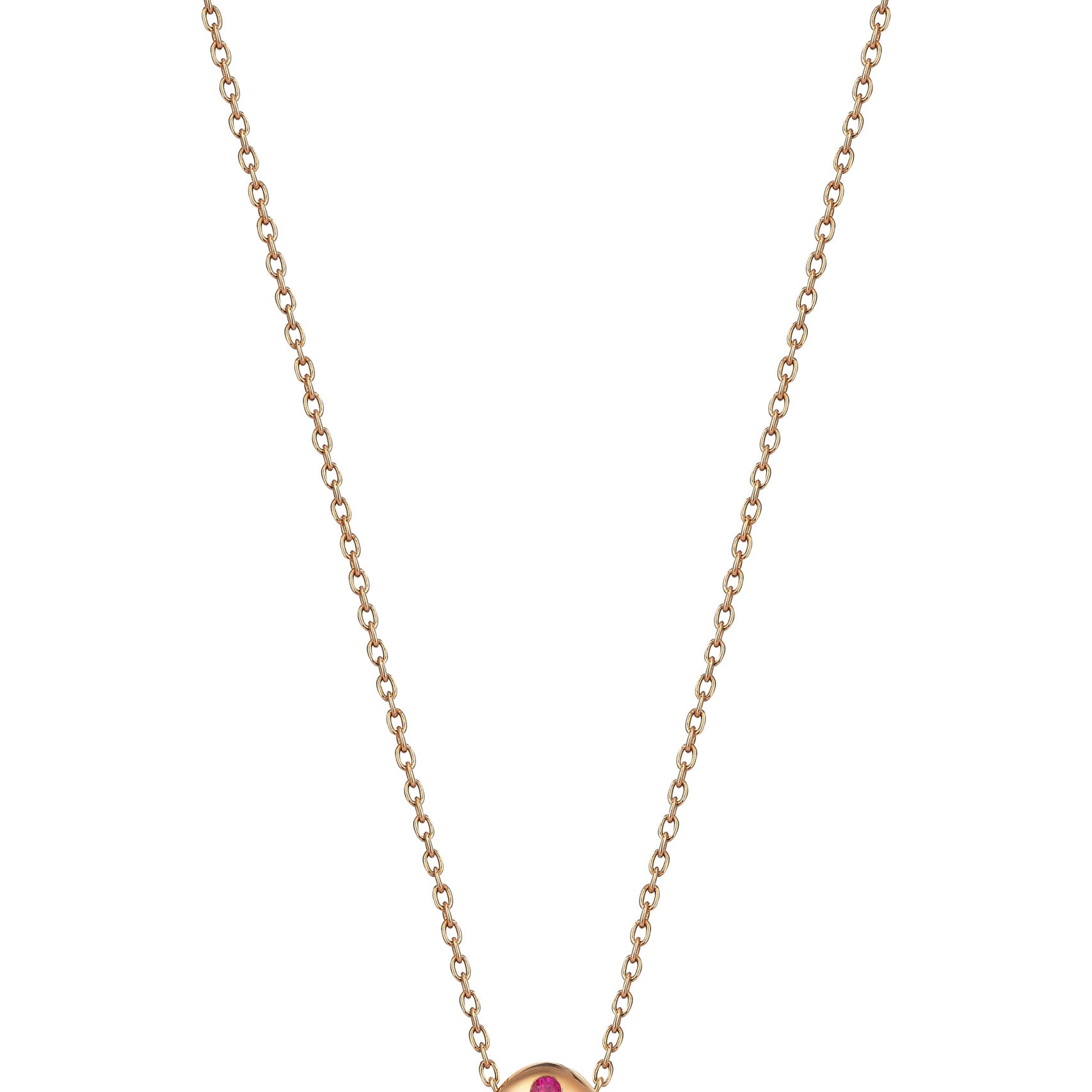 Mini Pebble Necklace with Ruby Drops (Medium)