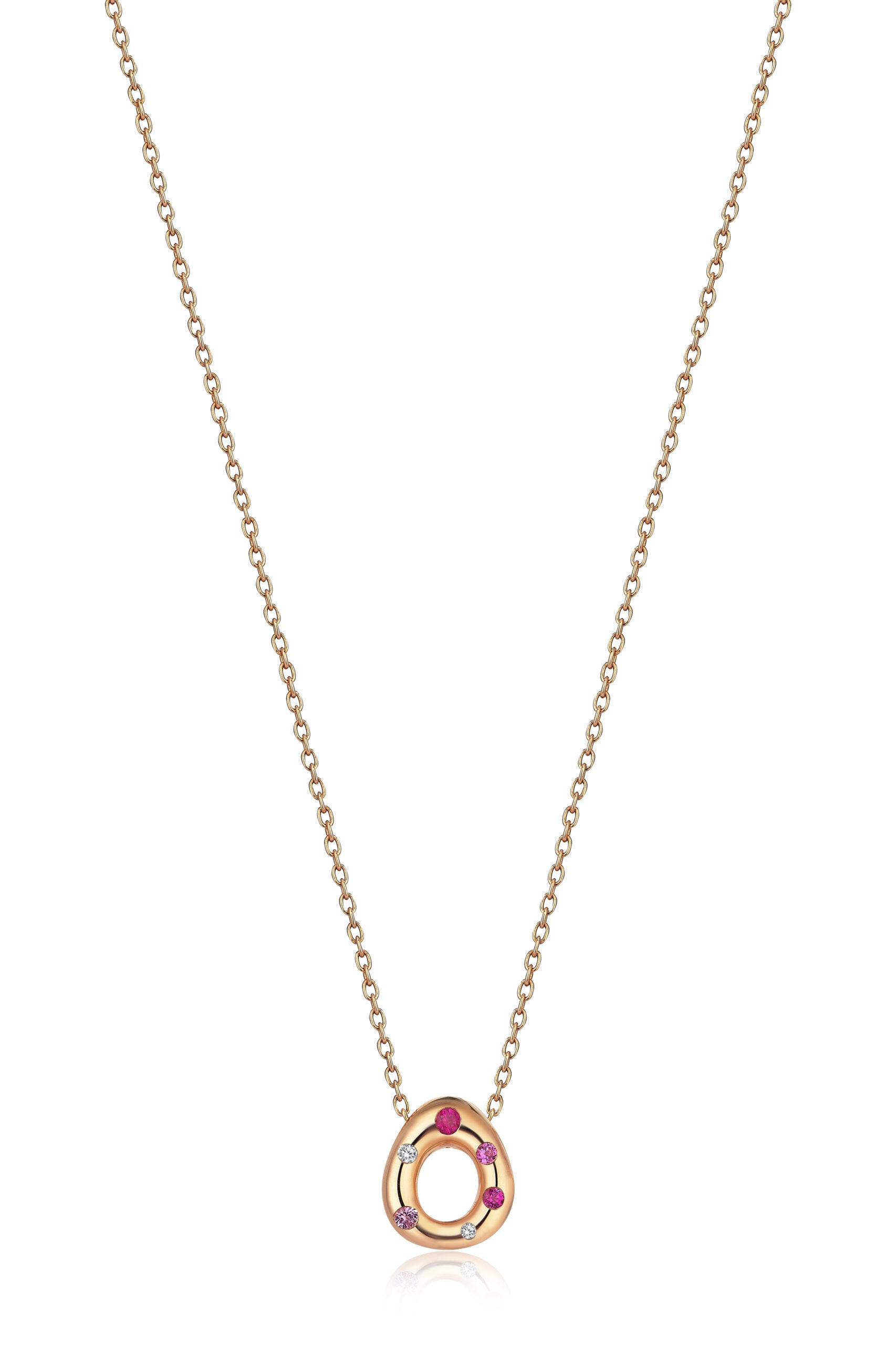 Mini Pebble Necklace with Ruby Drops (Medium)