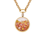 Round Medallion Necklace with Orange Crystals