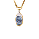 Oval Medallion Necklace with Blue Crystals  ( with Claw detail)