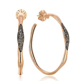 Siyah & Şampanya Pırlantalı Dalga Küpe