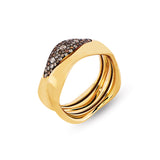 Beyaz & Şampanya Pırlantalı Dalga Yüzük