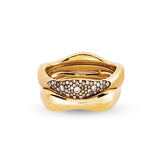 Beyaz & Şampanya Pırlantalı Dalga Yüzük