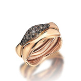 Siyah &  Şampanya Pırlantalı Dalga Yüzük