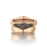Siyah &  Şampanya Pırlantalı Dalga Yüzük